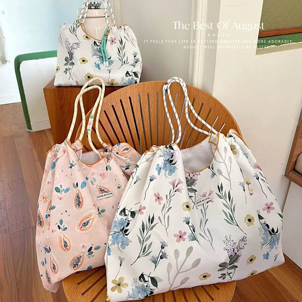 Flower Handbag Print Ostoskassit PINK 43X38CM - spot-myynti pink 43x38cm
