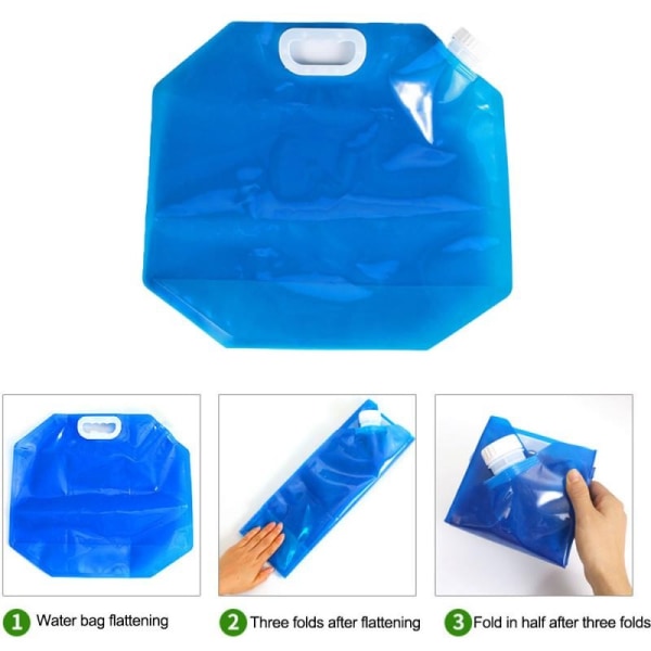 Utomhus Bärbar vattenpåse i plast med hopfällbar behållare - stock Blue 10L With faucet