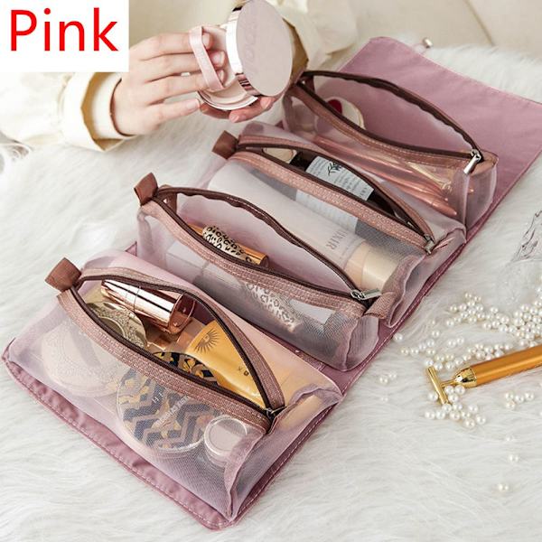 Taitettava meikkipussi Mesh Pouch PINK - varastossa Pink