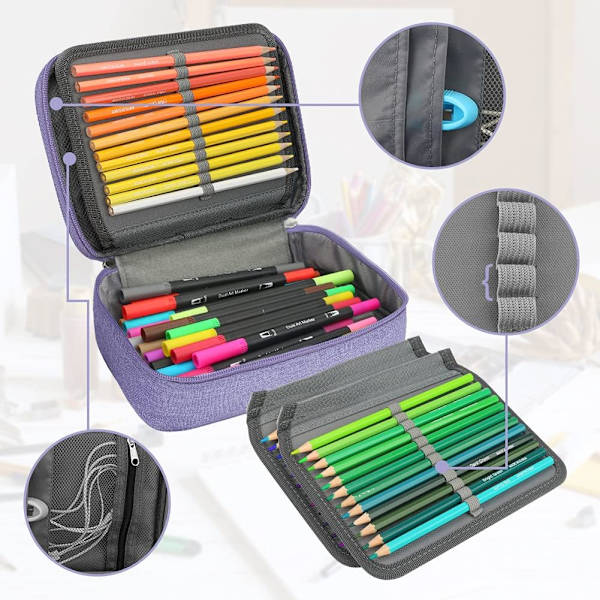 Case 72 fack färg pennfodral Portabel lila（1st） - high quality