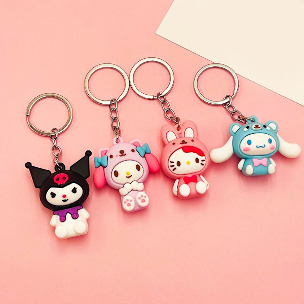Tecknad Sanrio mjuk gummidocka nyckelring hängande nyckelring - on stock KT Cat one size