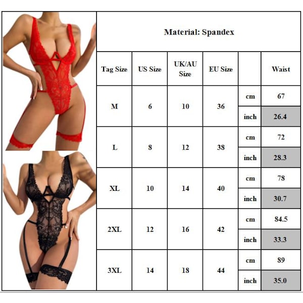 Naisten pitsit Babydoll Teddy Body Sexy Alusvaatteet Nightwaer - korkea laatu red XL