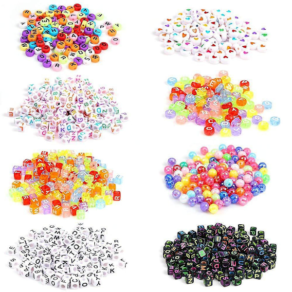 8 färger Akryl Letter Cube Beads - spot försäljning