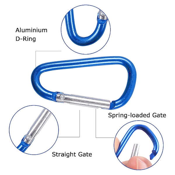 Karbinhake Nyckelring Aluminiumlegering D-ring Spänne Spring Carabin - high quality Red