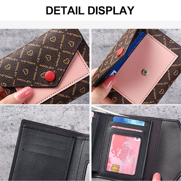 Naisten pienet lompakot Bifold PU-nahkainen luottokorttikotelo - Spot-ale pink