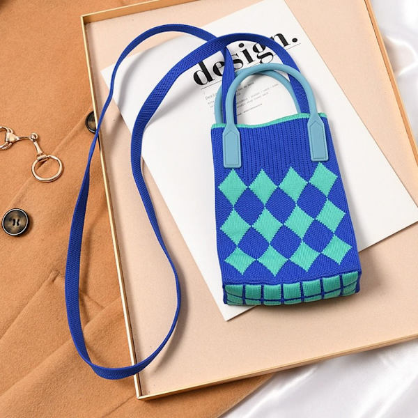 Kedjeaxel Crossbody-väska Stickad handväska för kvinnor BLÅ - spot försäljning blue