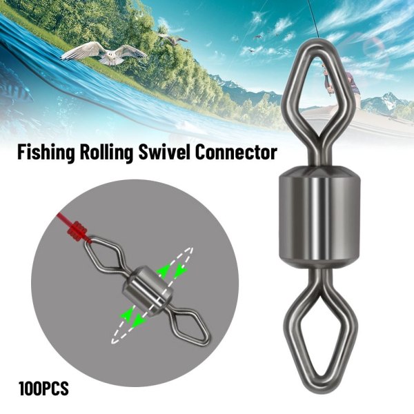 100 st Fishing Rolling Swivel Connector Heavy Duty Ball 7 - stock 7