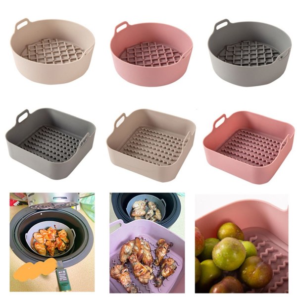 Air Fryer Silikongryta AirFryer Tillbehör - spot försäljning pink Round