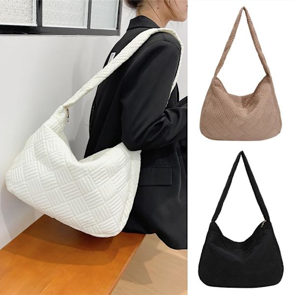Damväskor Vintervarma axelväskor i bomull - stock beige