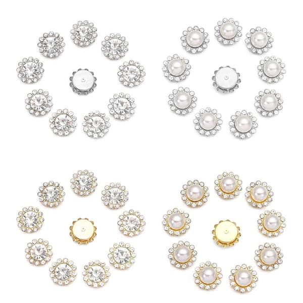 10st Pärlknapp Strass Knappar SILVER-PÄRL - high quality Silver-Pearl