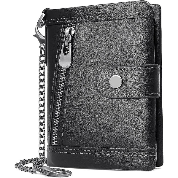 Plånbok för män Heilwiy Rfid Protection Plånbok i äkta läder med kedja Heilwiy plånbok för män present - stock