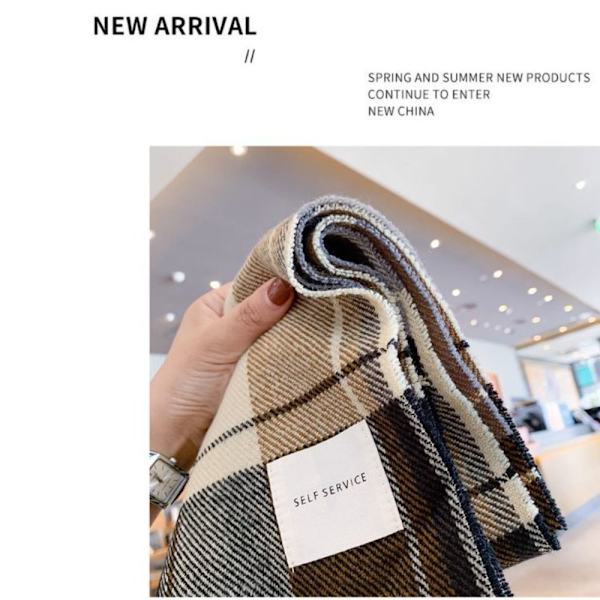 Talviruudullinen huivi Pitkä tupsuhuivi KHAKI - spot ale Khaki