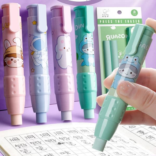 2ST Tryckpenna Eraser Mekanisk Eraser BLÅ - stock Blue