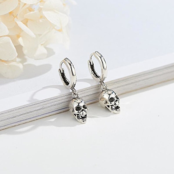 Reeti 925 Sterling Silver Earrings Skull Dingle Earrings Korut - spot ale