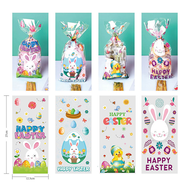 50st påsk presentpåsar med knyttråd Bunny ägg plast - high quality A