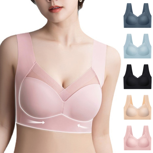 Damkomfort Mjuk Seamless Push Up BH Shapewear Underkläder Topp - spot försäljning pink 2XL