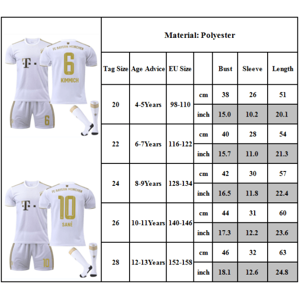 Pojkar Fotboll Kit BAYEM Away Team Träningsdräkt träningsoverall - spot sales 10 26#