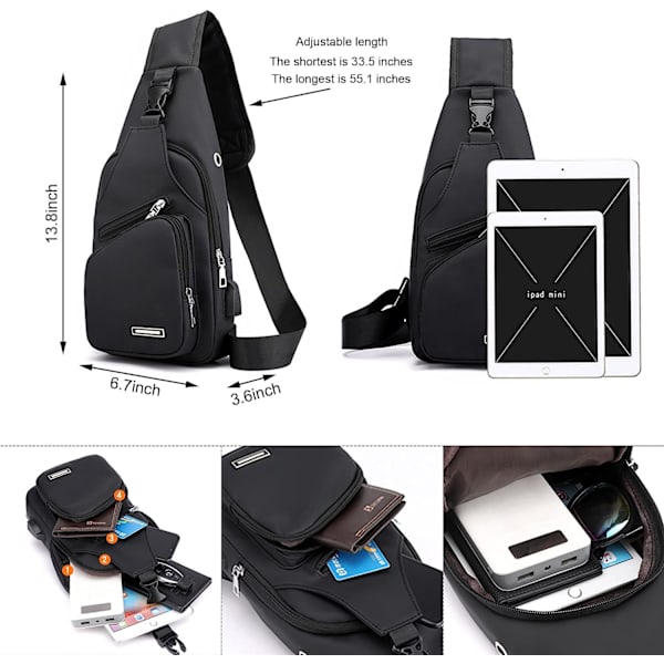 Vattentät Sling Bag Crossbody Ryggsäck för Herr Dam Sling - spot försäljning