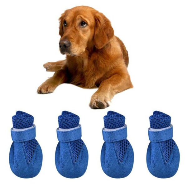 Liten Hund Katt Anti Halk Skor Skydds Pet Puppy Mesh Booties - on stock blue XL
