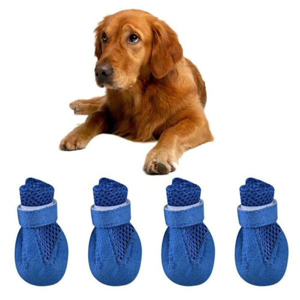 Liten Hund Katt Anti Halk Skor Skydds Pet Puppy Mesh Booties - on stock blue XL