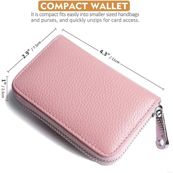 Kreditkortshållare för kvinnor Liten Rfid-plånbok Dragspel Plånböcker i äkta läder Case för Dam-id Kompakt Slim Zip 12 - on stock