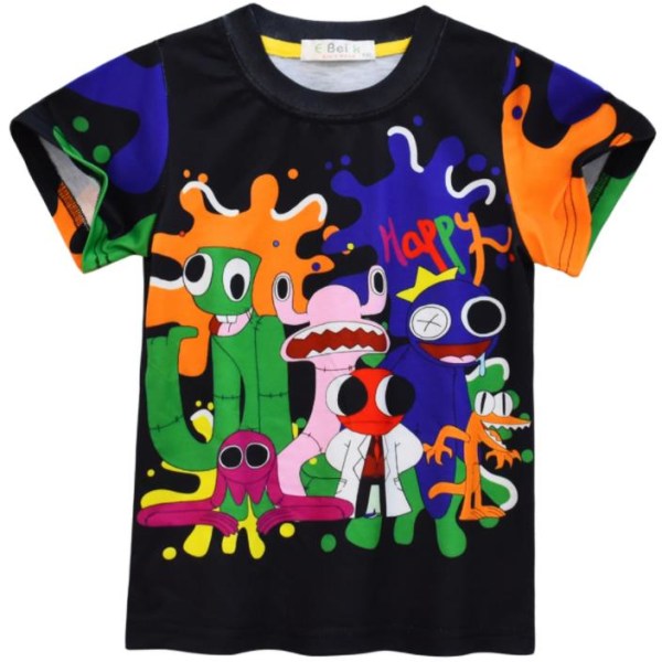 3D Rainbow friends Summer Kids kortärmad grafisk T-shirt - stock D 130cm