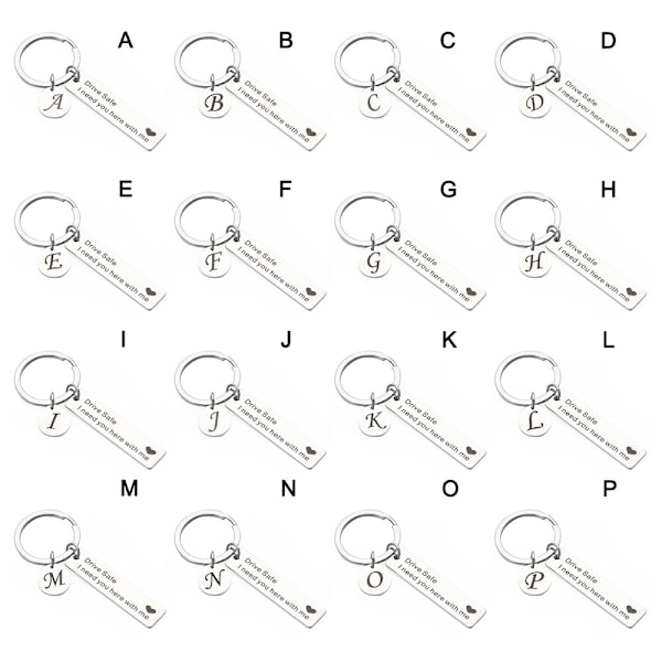Drive Safe Keychain A-Z 26 Initials Letters Keychain - spot-myynti