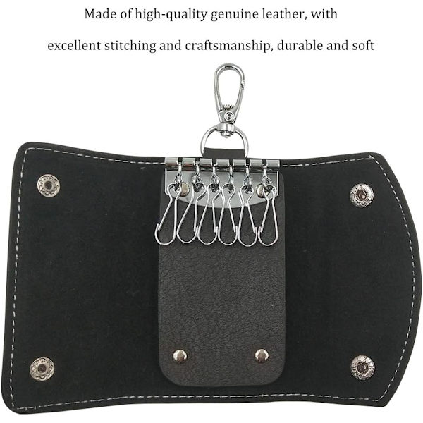 Svart case, lädernyckelhållare unisex - on stock