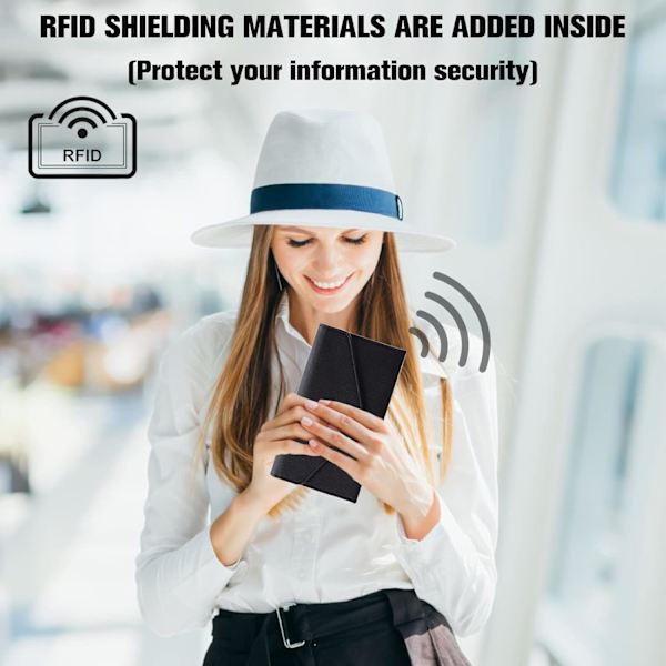 Matkalompakko, nahkainen passipidike, musta matka-asiakirjalompakko, jossa 8 krediittiä RFID-suojauskansikorttilokero ohut lompakko - varasto coffee
