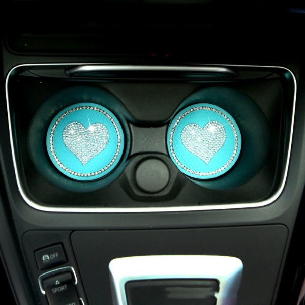 2kpl Car Diamond Coaster Water Cup Slot Mat SININEN - spot-ale blue