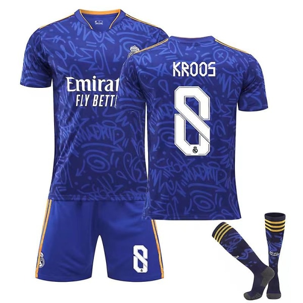 Real Madrid Borta Kungliga Fotbollsdräkter Fotbollströja T-shirt 22/23 Vuxna barn - high quality 8 Kroos 16 (90-100cm)