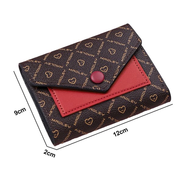 Små plånböcker för kvinnor Bifold PU-läder kitkortshållare - high quality red