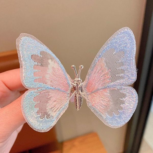 Butterfly Hårklämmor Dubbla lager Butterfly Clip BLÅ - on stock blue