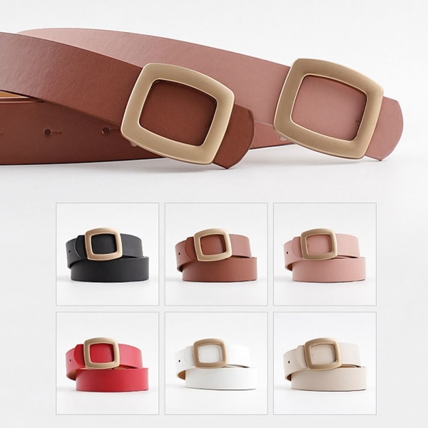 Läder brett bälte Guldnål Spänne Midjeband BEIGE - stock beige