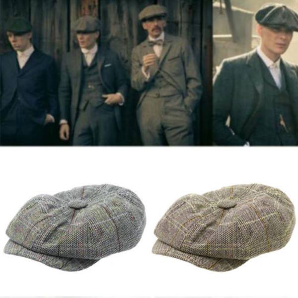 Män Peaky Blinders Hat Newsboy Flat Cap Pläd Gatsby Cap - stock Grey