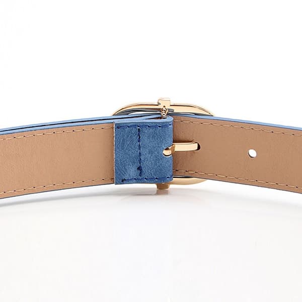 Matt läderbälte Guldspänne Midjeband BLÅT - high quality blue