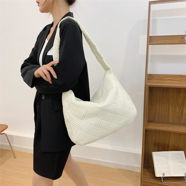 Damväskor Vintervarma axelväskor i bomull - stock beige