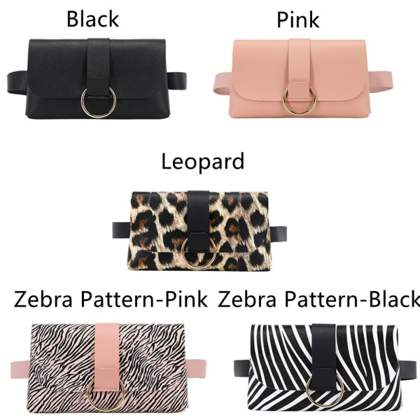 Dam Bältesväska Flik Läder Fanny Pack ZEBRA MÖNSTER-ROSA - stock Zebra Pattern-Pink