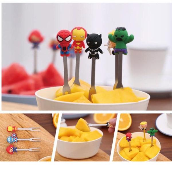 8kpl Mini Avengers Hero ruostumaton teräs Cartoon Kids -hedelmähaarukat - varastossa