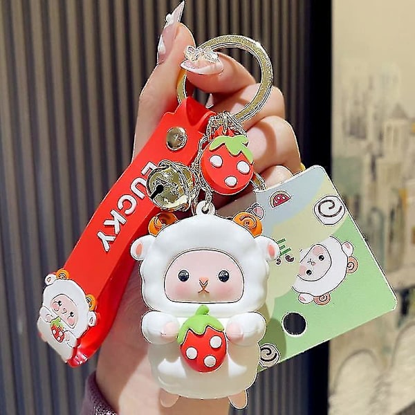 Wabjtam Män Kvinnor Söt Kawaii Håller Frukt Små Får Nyckelring Nyckelring, flickvän Pojke - spot sales
