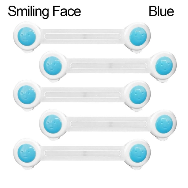 5 kpl Vauvan turvakaapin lukko SININEN SMILING FACE SMILING FACE - varastossa Blue Smiling Face-Smiling Face