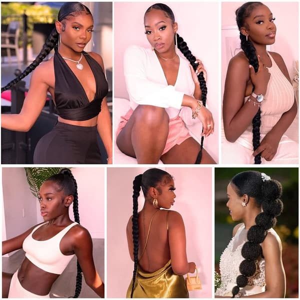 Long Braided Ponytail Extension Bubble Ponytail Braid LIGHT - spot sales Light Brown&Gold 4-4