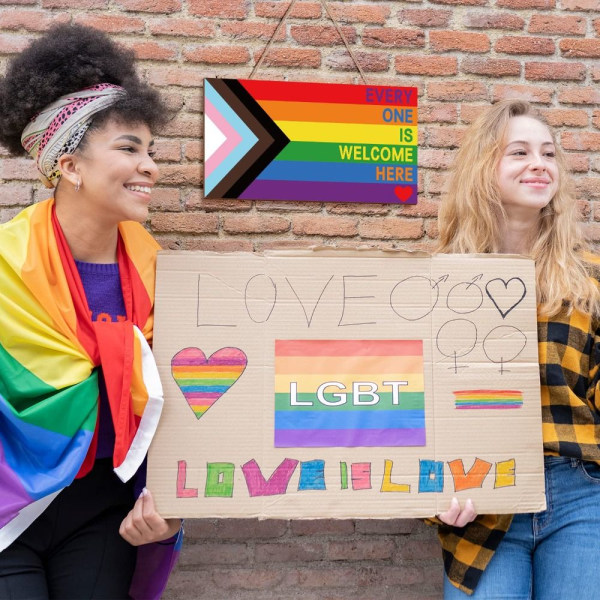 Rainbow Dörrskylt Alla är välkomna hit Skylt Väggkonst - on stock