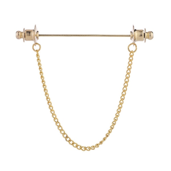 Krage Bar Pin Tie Brosch GULD ENKEL KEDJA - on stock Gold Single Chain-Single Chain