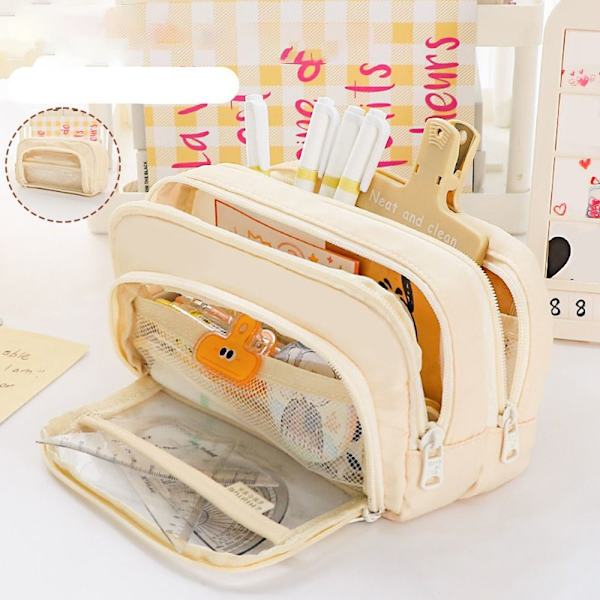 Transparent pennväska Brevpappersväska BEIGE - high quality beige