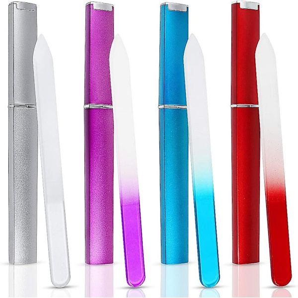 4 kpl Setti Glass Nail File Professional Gradient Color Crystal - varastossa