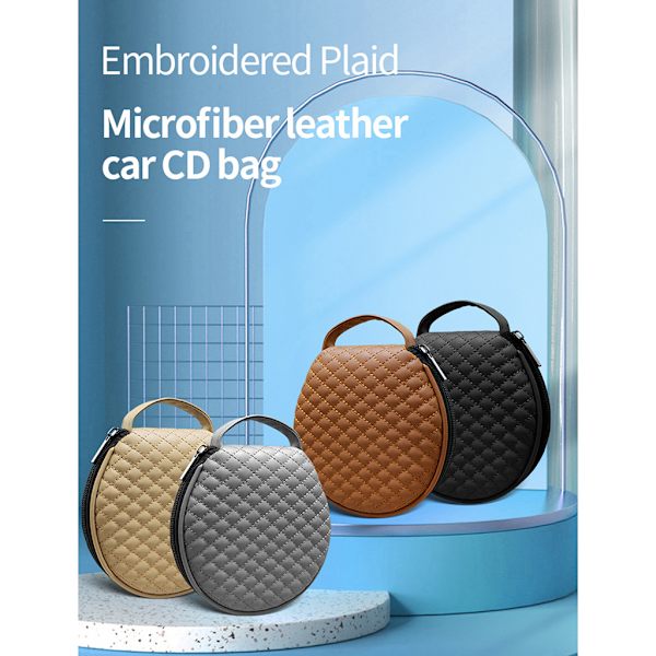 Liten CD för case Förvaring Plånbok DVD skivavdelare Mapphållare Runt Läder 20 Kapacitet Bil CD-hållare Comfy Leather - high quality Gray