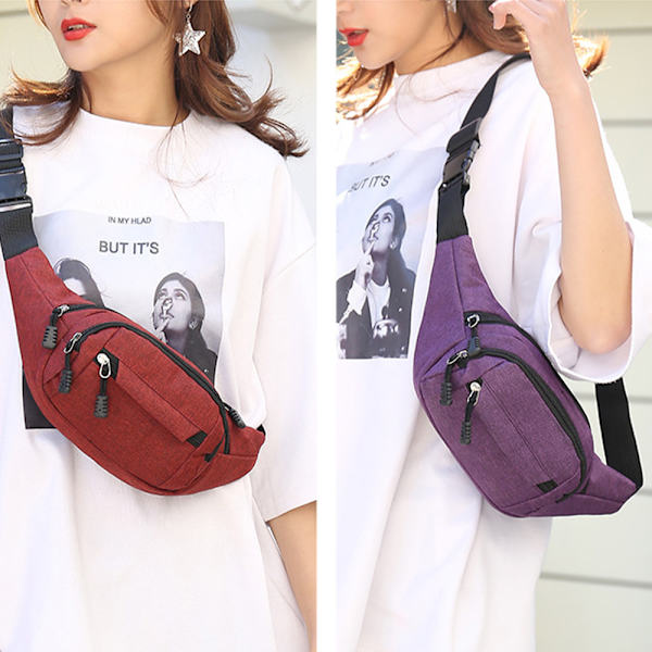 Bum Bag Fanny Pack Travel Waist Bag Money Belt Nylon Waist Bag - varastossa purple
