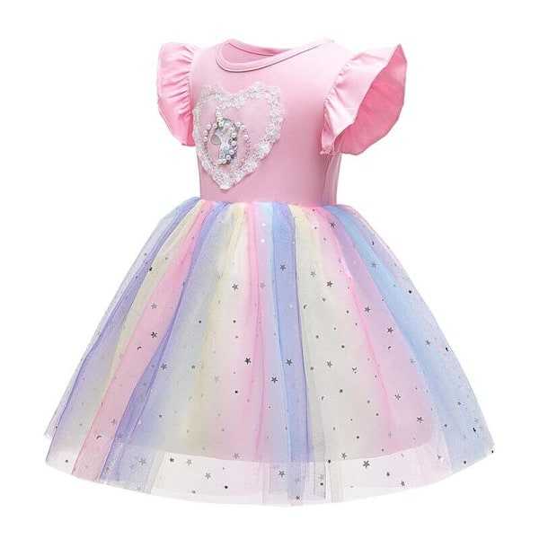 Unicorn Princess Tulle Ruffle Klänning för flickor - spot sales Light Blue 3-4 Years