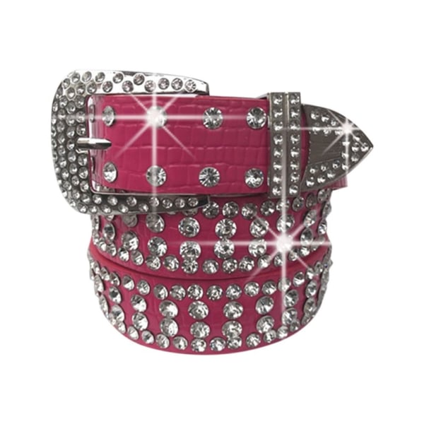 Bling Diamond Läder Bältesnål Spänne Midjeband - high quality White